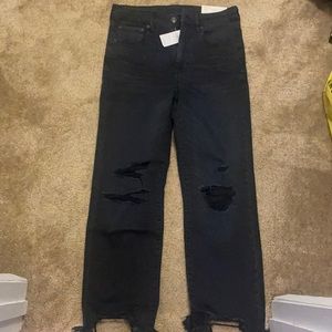 Distressed black American Eagle slim straight crop